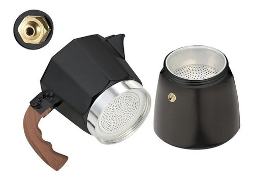 CAFETERA NEGRA ESTILO ITALIANO 6 TAZAS HUDSON