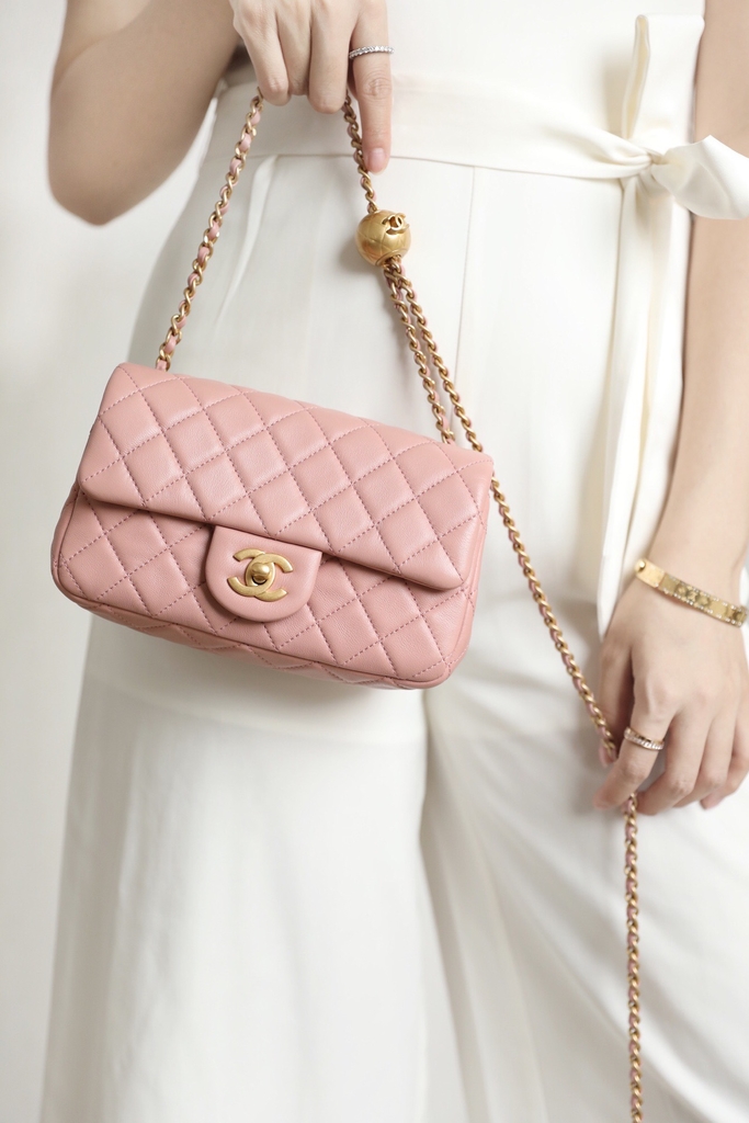 chanel pink mini flap bolsa