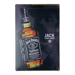 Placa de Metal Whisky Jack Daniel's live here - 30 x 20 cm