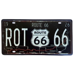 Placa de Metal Decorativa ROT Route 66 - 30,5 x 15,5 cm