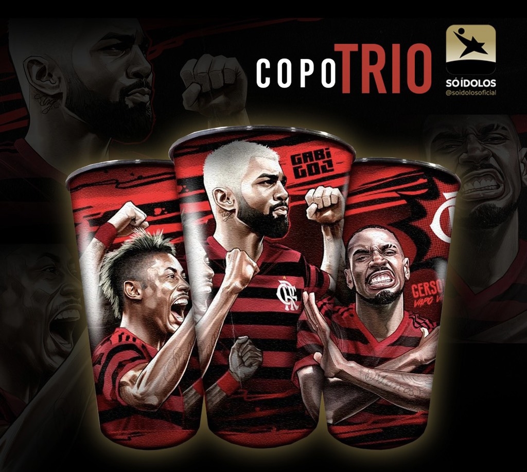 Copo Flamengo Trio 2019 Gabigol / Gerson / B. Henrique - UN