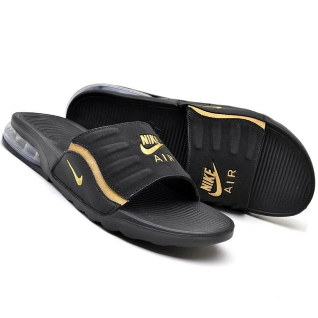 Chinelo Nike Airmax Sportwear Gel Camden Slide Preto Dourado