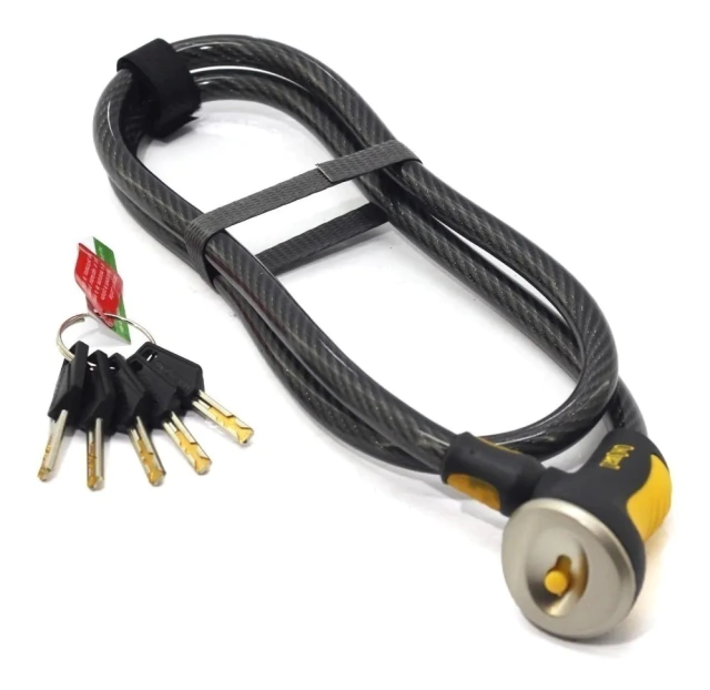 Lucchetto A Cavo OnGuard Akita 8040 – 6 Piedi X 12mm – Chiave Inclusa – Grigio/Nero/Giallo