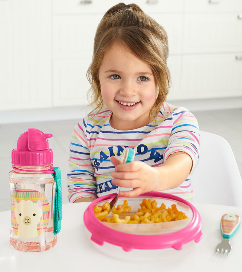 Kit Alimentacao Infantil Skip Hop Zoo Lhama Prato De Treinamento E Jogo De Talheres