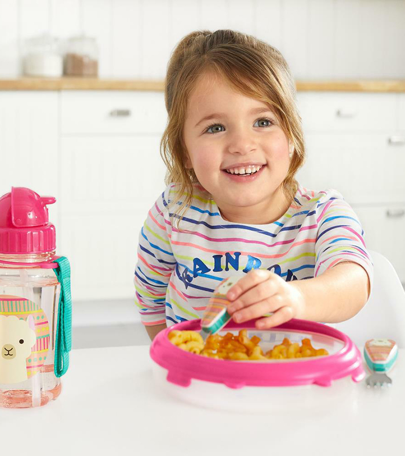 Kit Alimentacao Infantil Skip Hop Zoo Lhama Prato De Treinamento E Jogo De Talheres