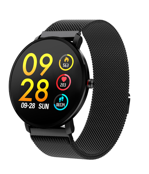 SmartWatch Tressa SW-100-BY - Reloj inteligente para iOS y Android Malla  negra con revés verde