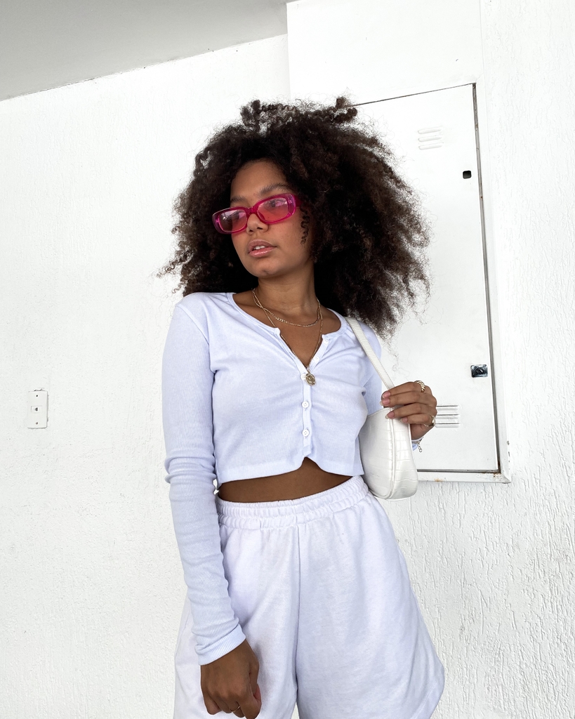 Cropped Botões Manga Comprida Branco - Carmellita