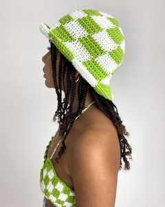 Bucket Crochê Quadriculado Verde - loja online