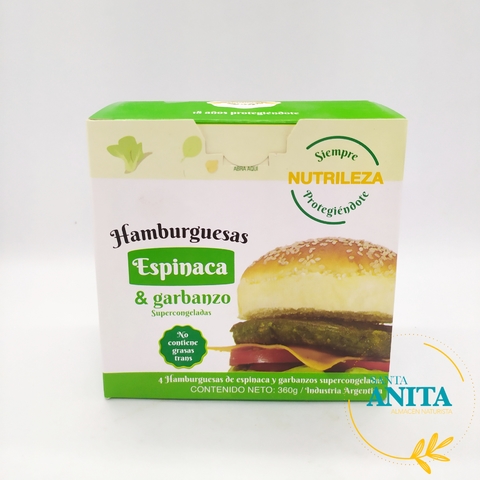 Nutrileza - Hamburguesas de espinaca y garbanzos - 4 unidades