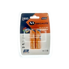 2 pilas Aa 2800 Mah Megalite Recargables Alto Consumo