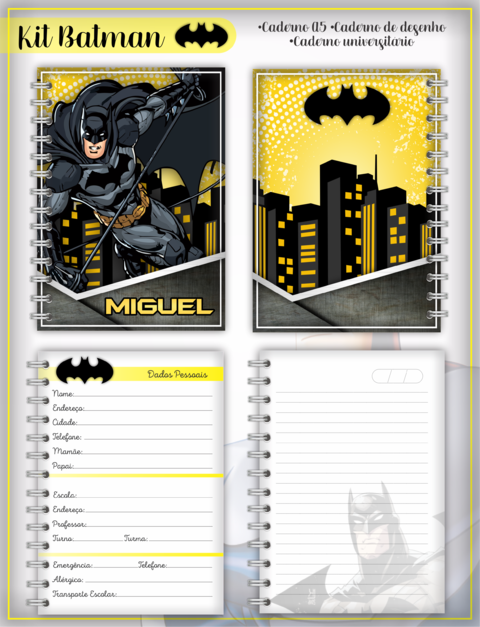 Caderno Escolar Batman - A Decorart Personalizados