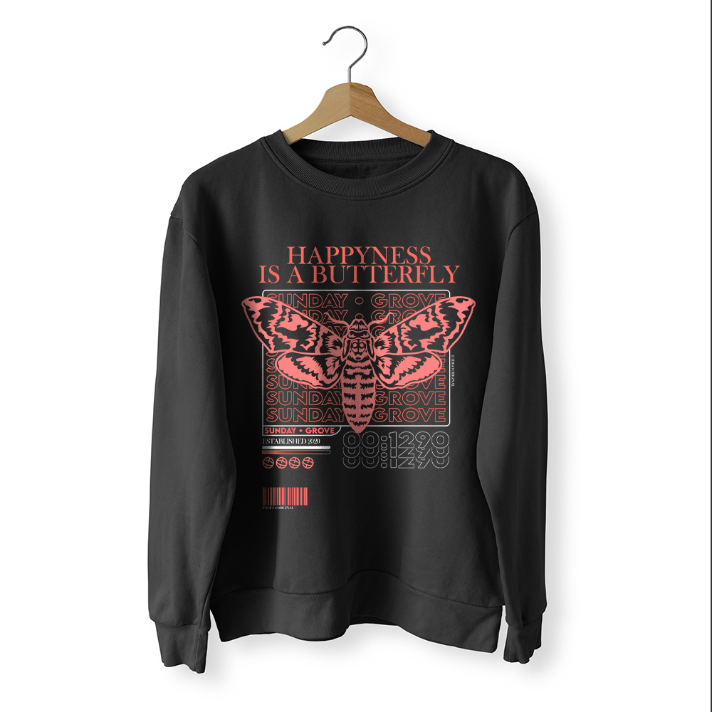 graphic butterfly moletom com capuz