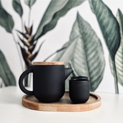 Té para dos en cerámica. Tetera y cuencos en cerámica con bandeja y tapa de madera + 2 blends - tienda online