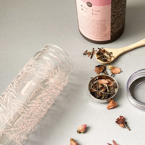 Promo Botella "Hojas" ROSA + 3 tubos línea gris