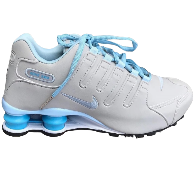 nike shox cinza com azul