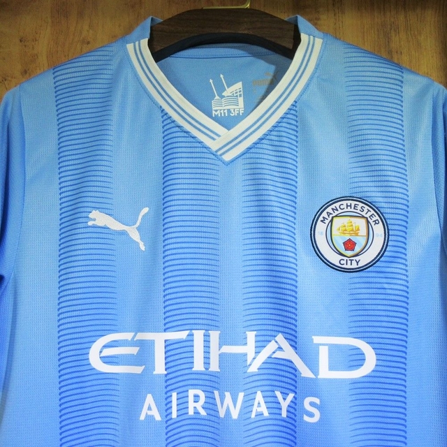 Camisa Manchester City I 23/24 - Jogador Puma Masculino - Azul claro