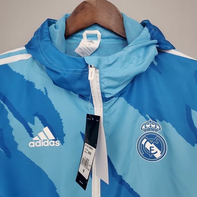 Corta Vento Real Madrid 21/22 Azul Claro - Adidas
