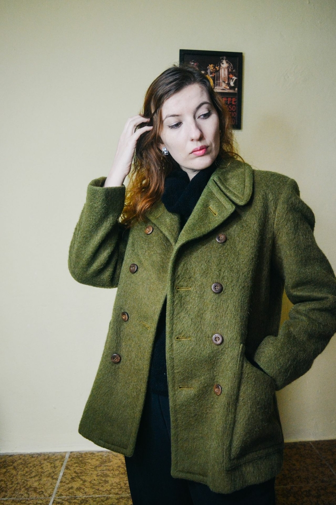 Casaco Vintage Lã Verde - Sampa Époque Brechó