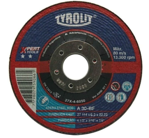 Disco Tyrolit Xpert de X 6,35 mm 4 1/2 deprimido 115x6,3 Hierro 114x6,3 Metal Inoxidable