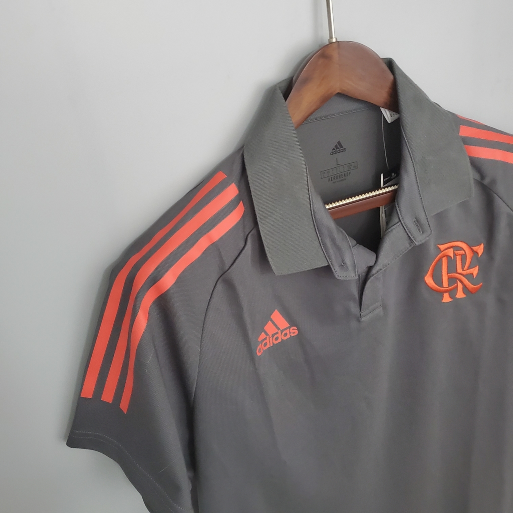 camisa polo flamengo cinza