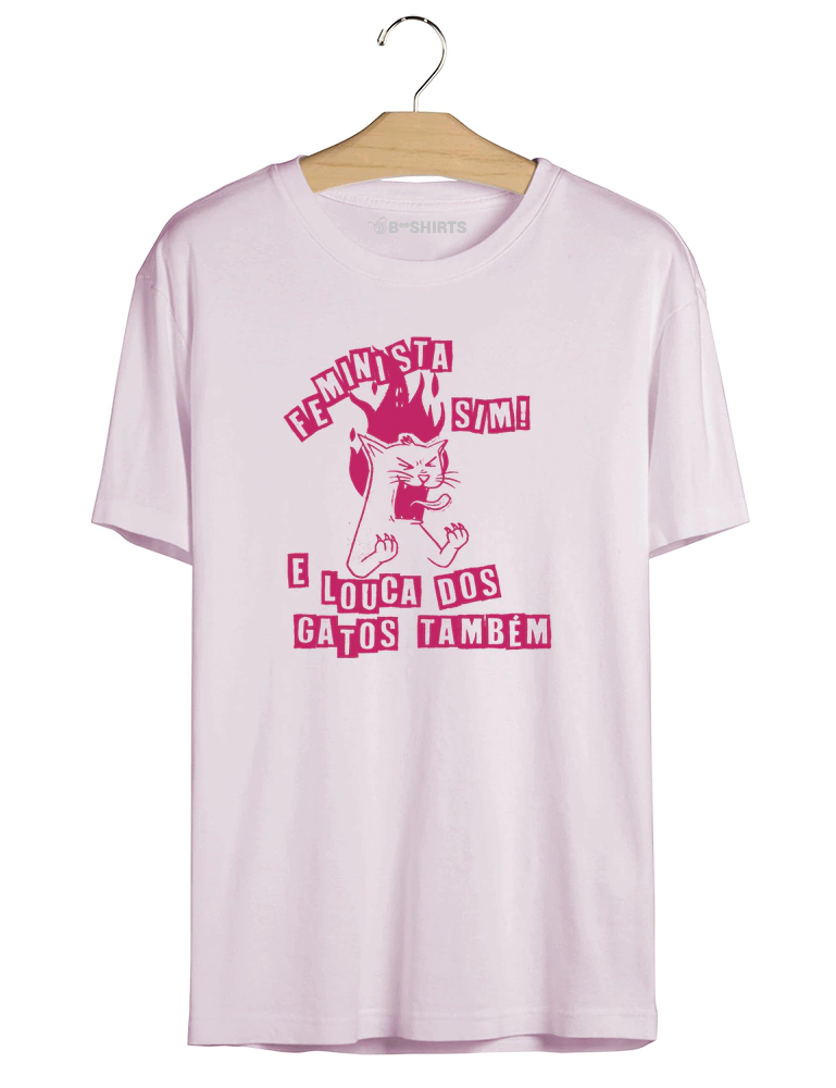 Camiseta Feminista e Louca Dos Gatos