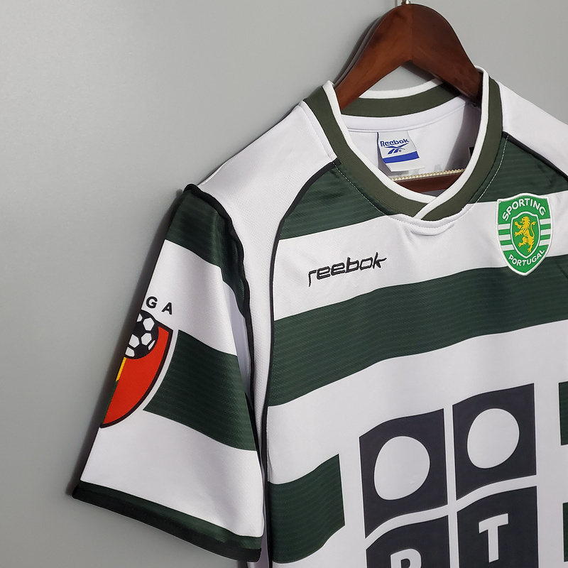 Camisa Retrô Sporting Lisboa I 01/03 Reebok Torcedor Masculina - Branca e  Verde