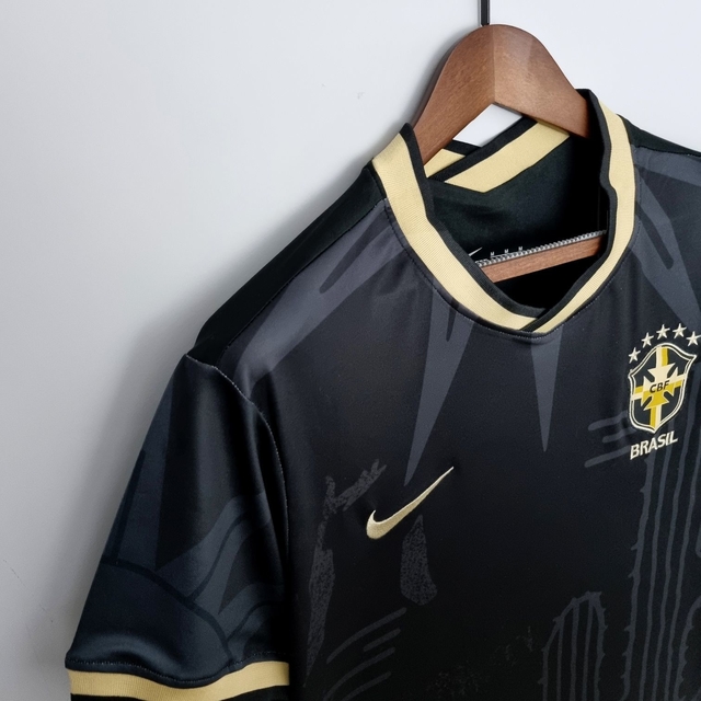 Camisa Seleção do Brasil 2022/2023 Preta e Dourada