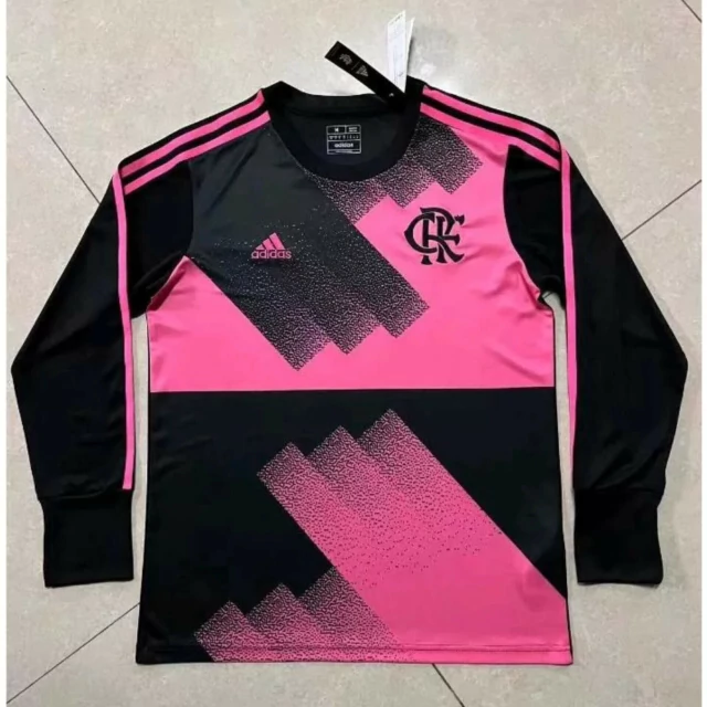 Camisa De Goleiro Flamengo 2023/2024 Manga Longa Preta e Rosa