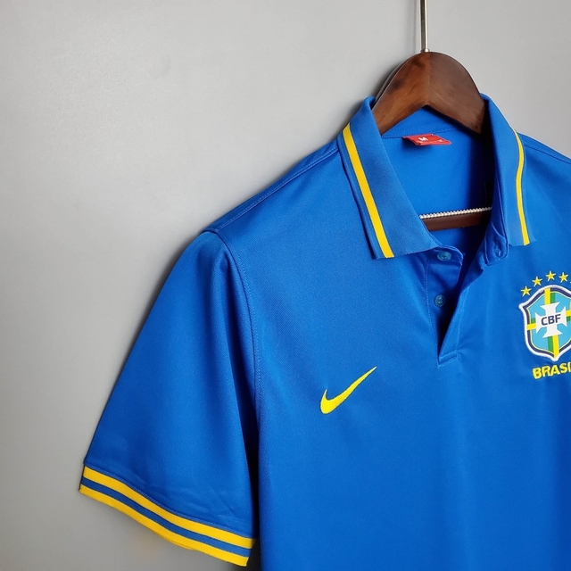 camisa da seleção brasileira azul polo
