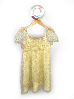 Vestido floral com fundo amarelo bebê Zara Tam 8 Como novo
