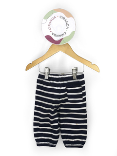 Calça de malha, listrada de azul marinho e branco - Baby GAP - Tam 6 a 9 meses - usado em bom estado - comprar online