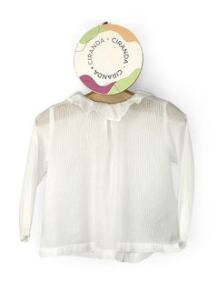 Camisa Infantil Com Gola de Babado 100% algodão - Branco - ZY Baby Girl - Tam 18 meses - Como Novo