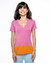 Camiseta Gola V Bicolor - Rosa Chiclete com Laranja Vibrante na internet