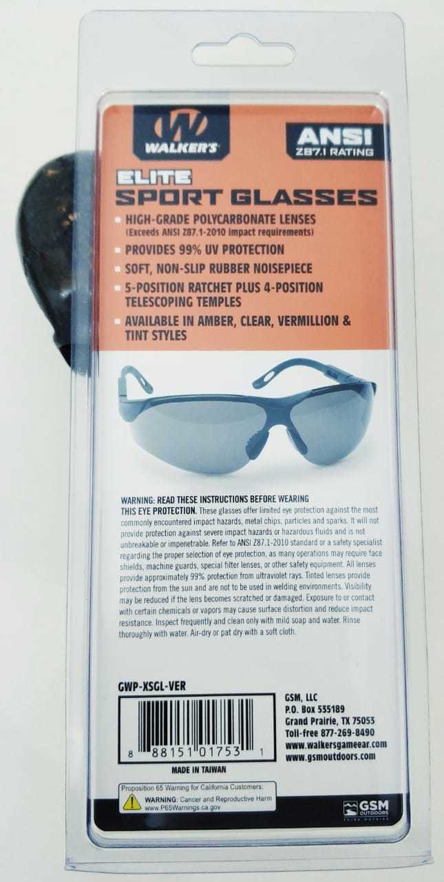 Óculos de proteção Walkers GWP-XSGL-VERMILLION - Original EUA
