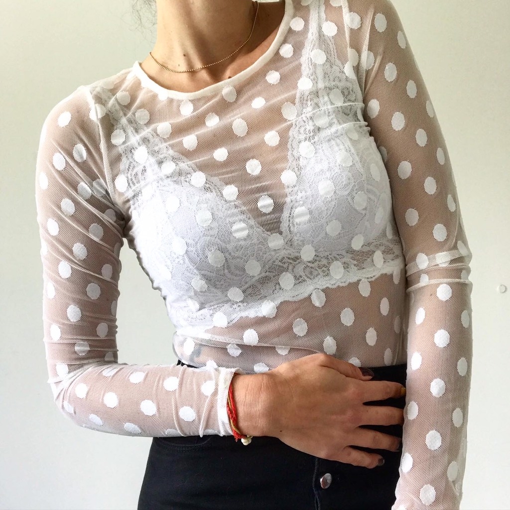 Blusa tule poá zara Clearance