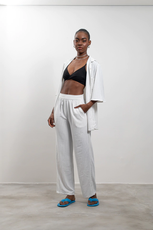Calça Pantalona Listrada - Cali Store | Moda Feminina