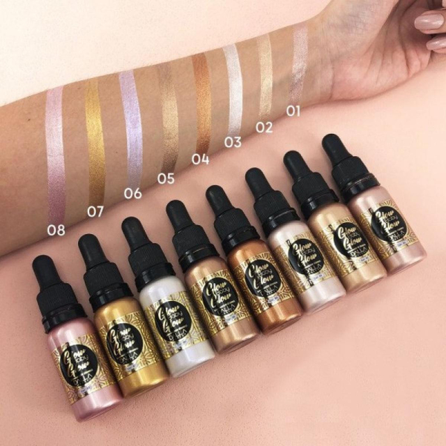 Iluminador Liquido Vegano Glow Baby Glow Dalla Cor 1 Rose Com Brilho Dourado