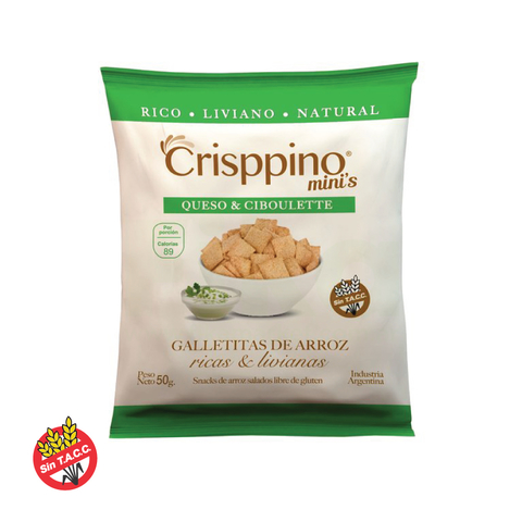 Snacks de Arroz Sabor Crema & Ciboulette Minis Crisppino 50g