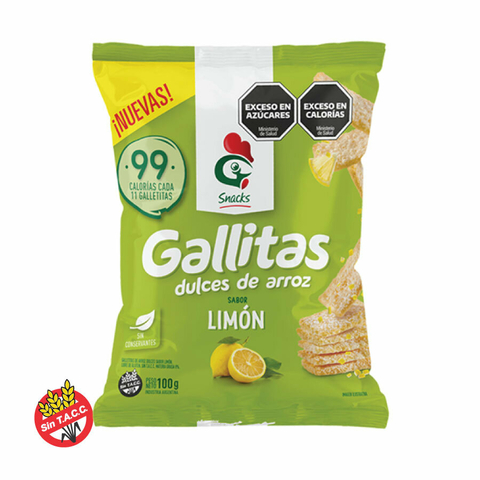 Gallitas Dulces de Arroz Sabor Limon Gallo Snacks 100g