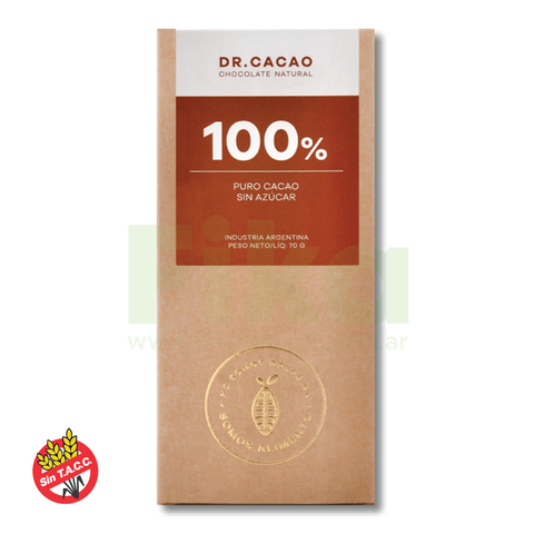 Chocolate 100% Puro Cacao Sin Azucar Dr Cacao 70g