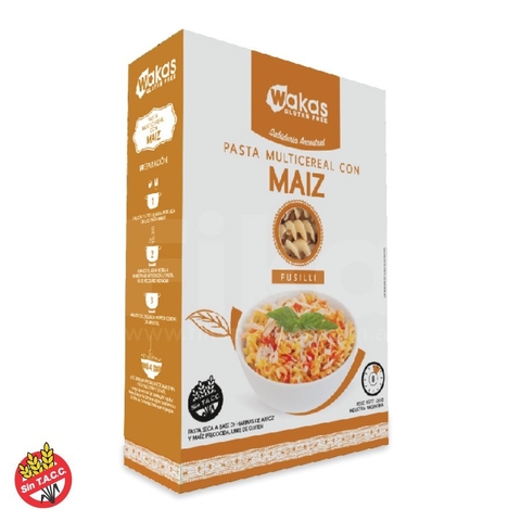Pasta Multicereal Con Maiz Fusilli Wakas 250g