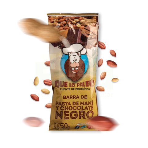 Barra Proteica de Pasta de Maní y Chocolate Negro Que Lo Paleó 50g