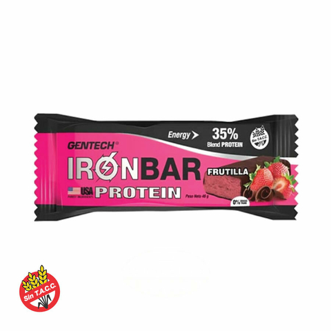 Barra Proteica Iron Bar Sabor Frutilla Gentech 46g