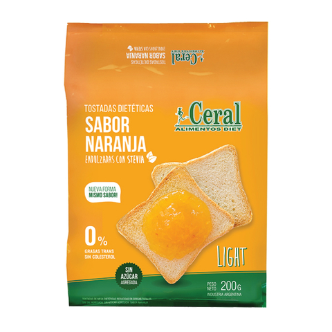 Tostadas Dietéticas Sabor Naranja C/Stevia Ceral 200g