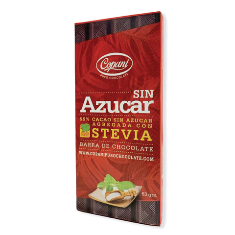 Tableta De Chocolate Sin Azúcar c/Stevia 55% Cacao Copani 63g