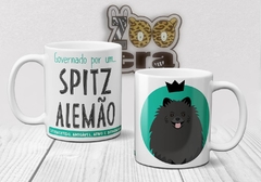 Caneca de Porcelana Spitz Alemão - Zooera - Plaquinha de identificação ou pingente para cachorro e gato!