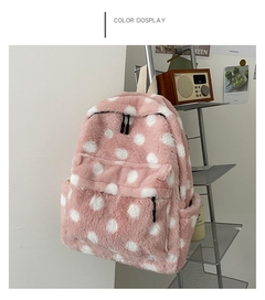 Moda mochila de pelúcia inverno mochilas grande capacidade feminina bolsa de ombro casual feminino mochila de viagem novo estudante saco de escola - comprar online
