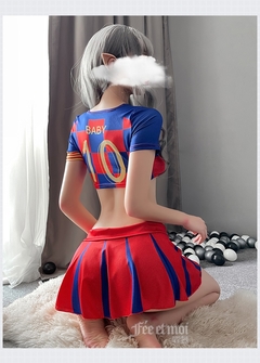 Imagem do Cosplay sexy uniforme de cheerleading para futebol, mini saia plissada