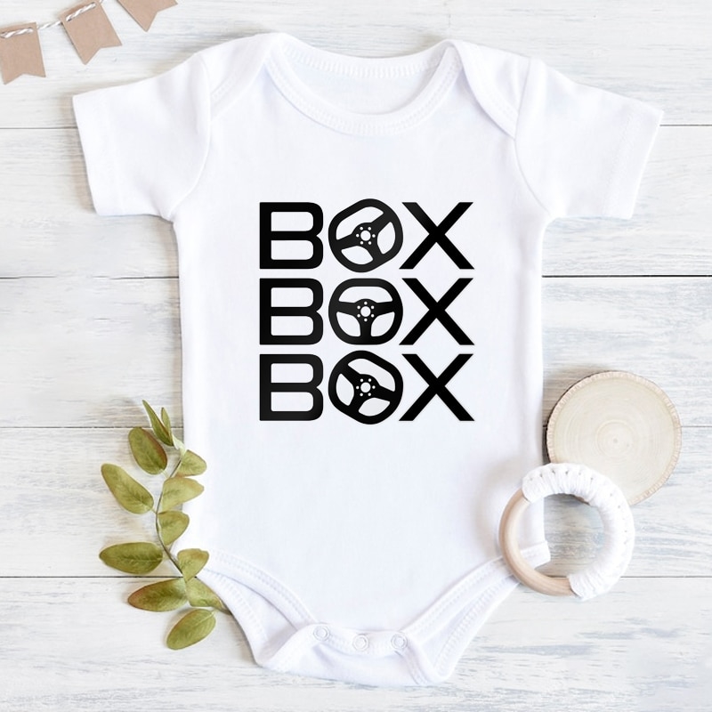 F1 Macacão de manga curta para recém-nascidos, conjunto de roupas simples  para meninos e meninas box box box formula 1 f1