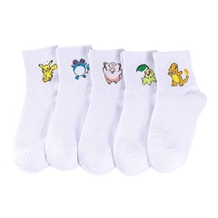 Anime meias pokemon pikachu jigglypuff charmander bonito dos desenhos animados tubo meias casuais algodão adulto